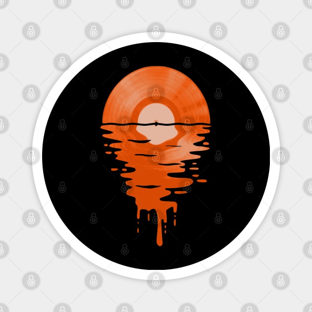 Cool Music Vinyl Retro Orange Magnet by Nerd_art